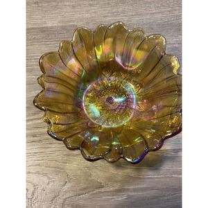 Vintage carnival glass, sunflower bowl